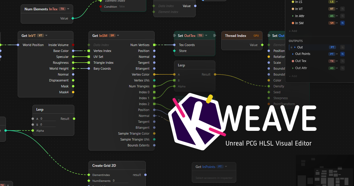 Kweave : Visual HLSL Editor for Unreal PCG GPU